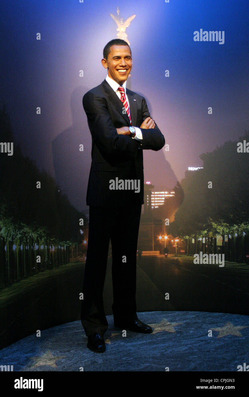 Eine Wachsfigur von Barack Obama im Wachs arbeitet Madame Tussauds, Berlin, Deutschland Stockfoto