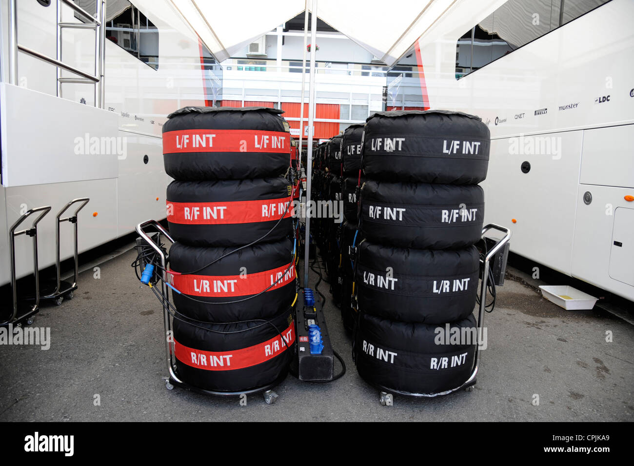 Rennreifen während der Formel 1 Grand Prix von Spanien 2012 Stockfoto