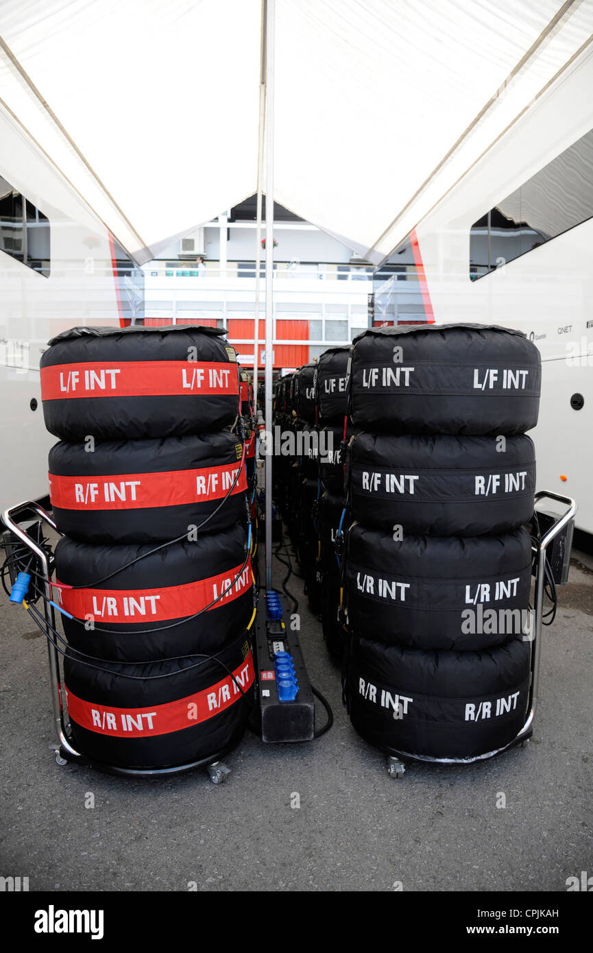 Rennreifen während der Formel 1 Grand Prix von Spanien 2012 Stockfoto