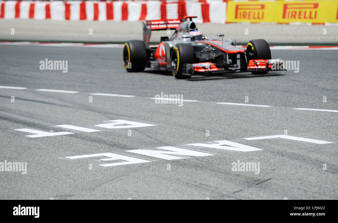 Jenson Button (GBR) Im McLaren-Mercedes MP4-27 bei der Einfahrt in die Boxengasse während der Formel 1 Grand Prix von Spanien 2012 Stockfoto