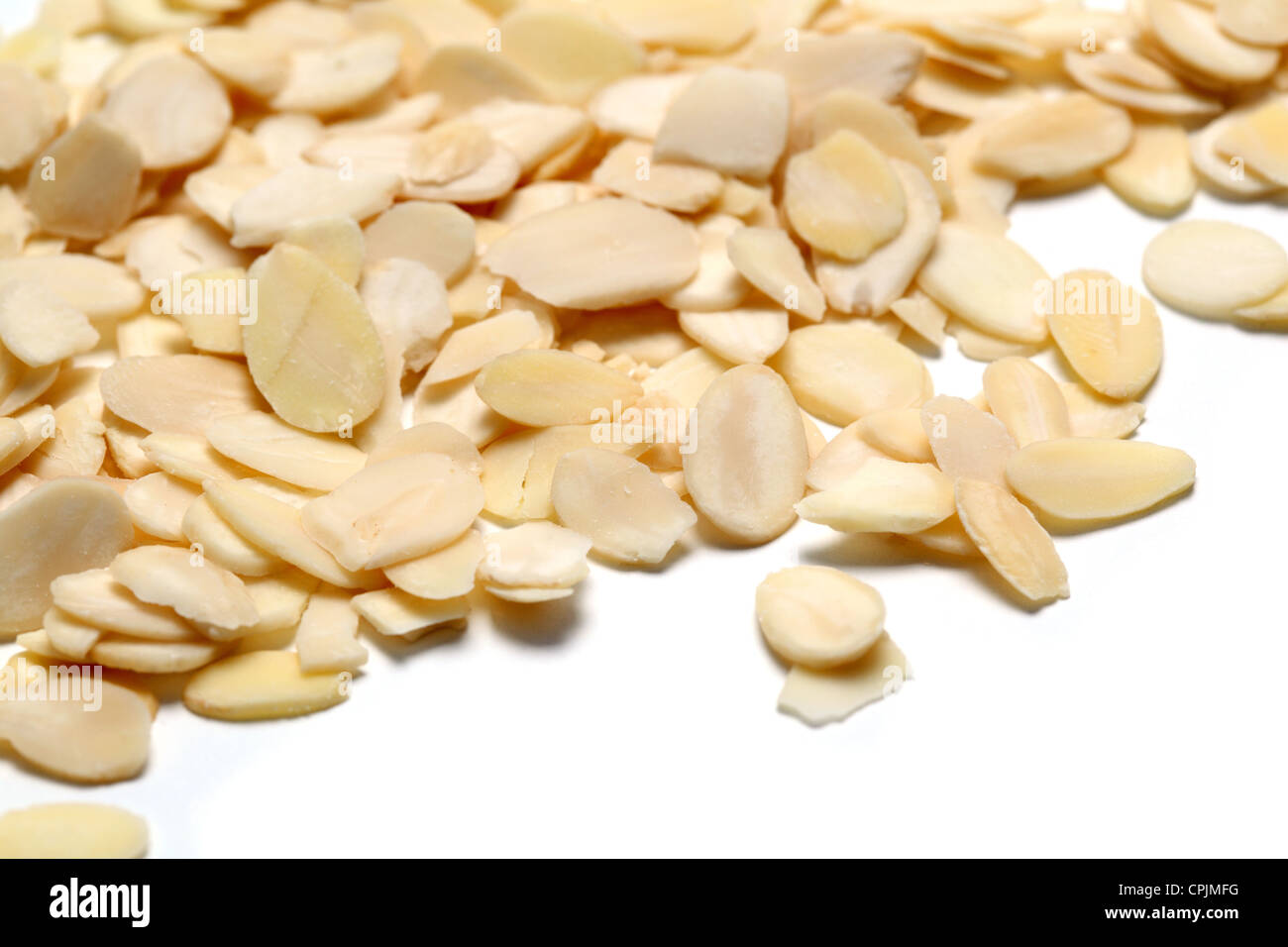 Haufen, gehackte Mandeln Stockfoto