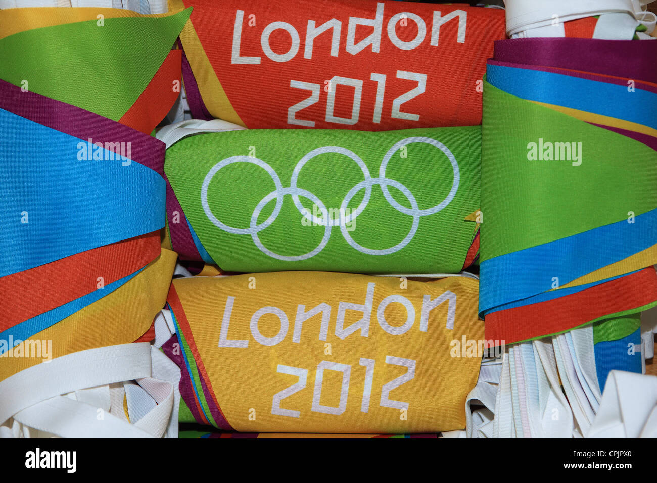 Olympische Ammer für London 2012 zu vorher Olympische Fackel - nur zur redaktionellen Nutzung aufgehängt werden Stockfoto