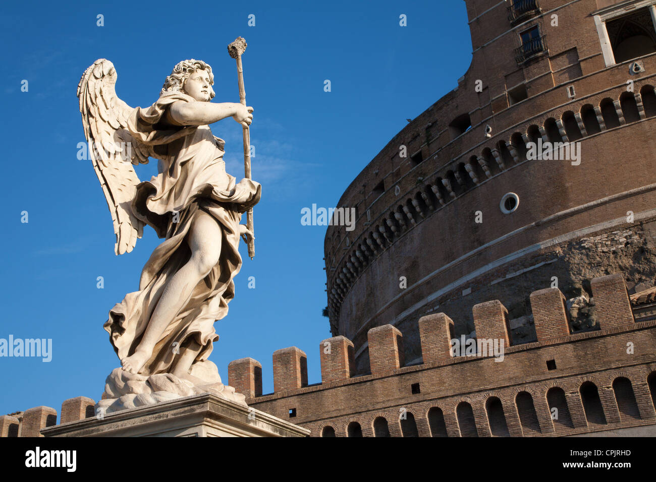 Rom - Engel mit dem Schwamm, Ponte Sant'Angelo - Engel-Brücke Stockfoto