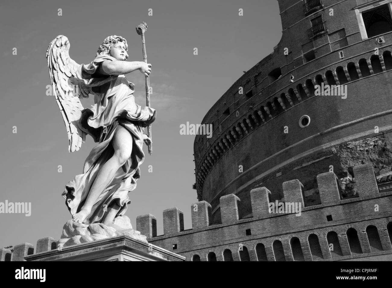 Rom - Engel mit dem Schwamm, Ponte Sant'Angelo - Engel-Brücke Stockfoto