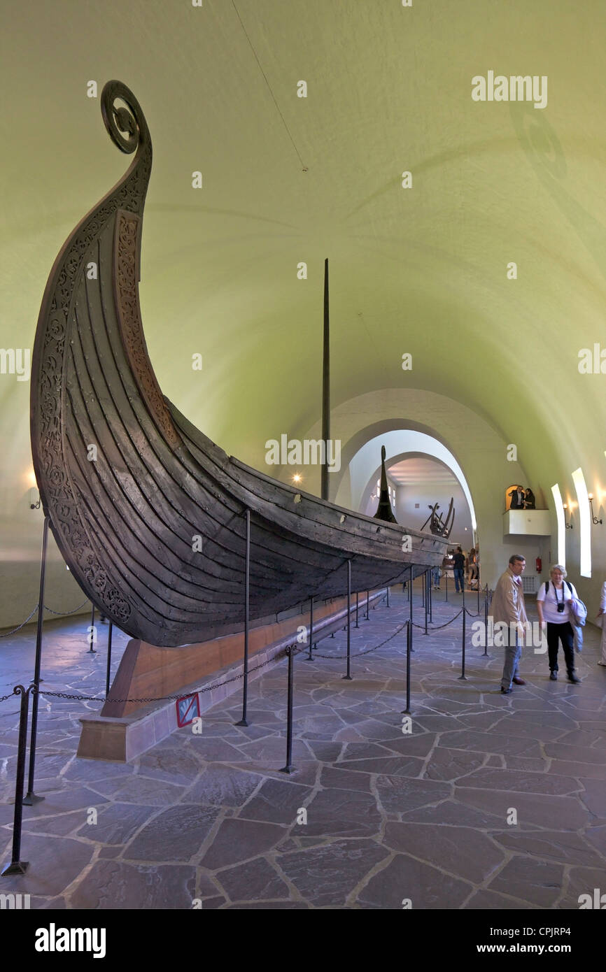 Oseberg-Schiff, Wikingerschiff-Museum, Vikingskipshuset, Bygdoy, Oslo, Norwegen, Europa Stockfoto