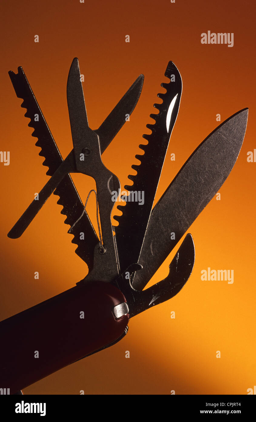 Multi-Funktionen auf Taschenmesser Stockfoto