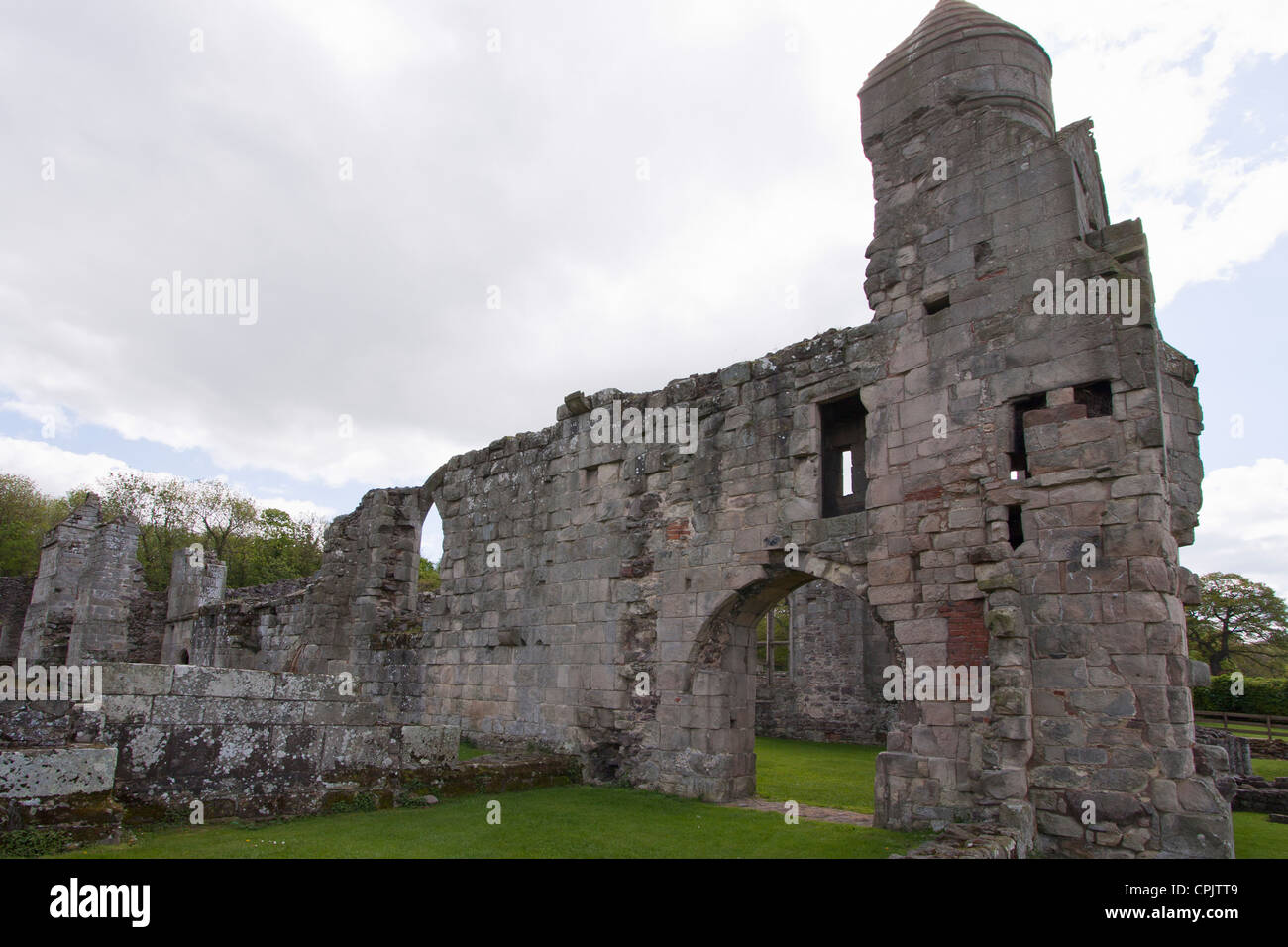Ein Blick auf Haughmond Abbey, Shropshire, UK. Die Ruinen einer Augustiner-Abtei. Stockfoto