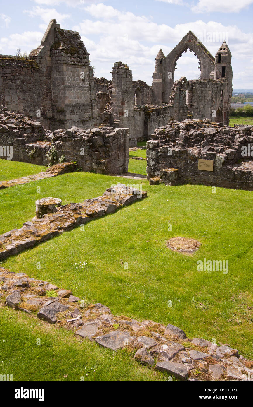 Ein Blick auf Haughmond Abbey, Shropshire, UK. Die Ruinen einer Augustiner-Abtei. Stockfoto