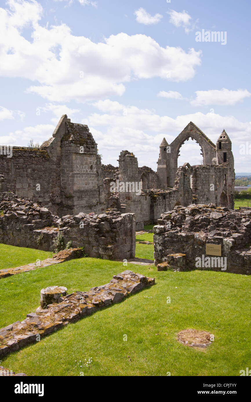 Ein Blick auf Haughmond Abbey, Shropshire, UK. Die Ruinen einer Augustiner-Abtei. Stockfoto