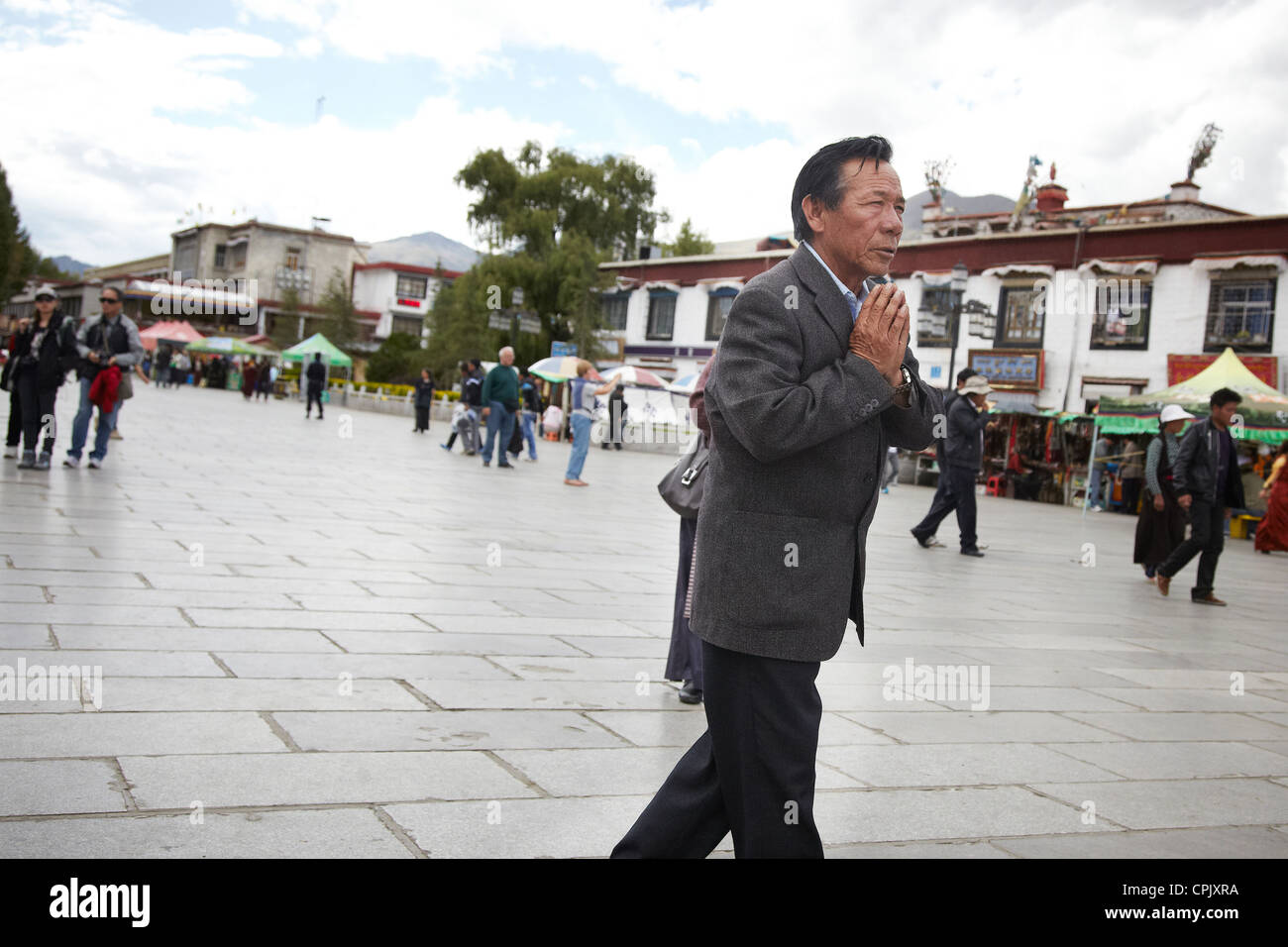 Tibeter in der Straße, Stockfoto