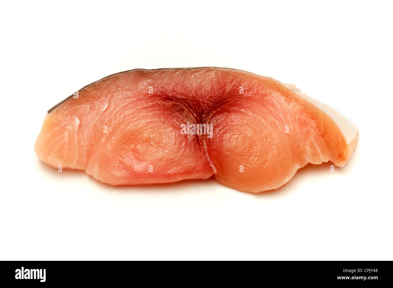 Roher Schwertfisch-Filet auf weißem Hintergrund Stockfoto