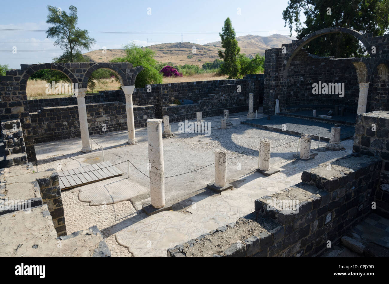 Die byzantinische Kirche am Kursi archäologische Stätte. See Genezareth. Israel. Stockfoto