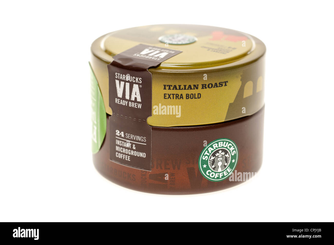 Starbucks VIA bereit Gebräu Italienische Röstung Microground instant 24 Kaffeetasse container Stockfoto