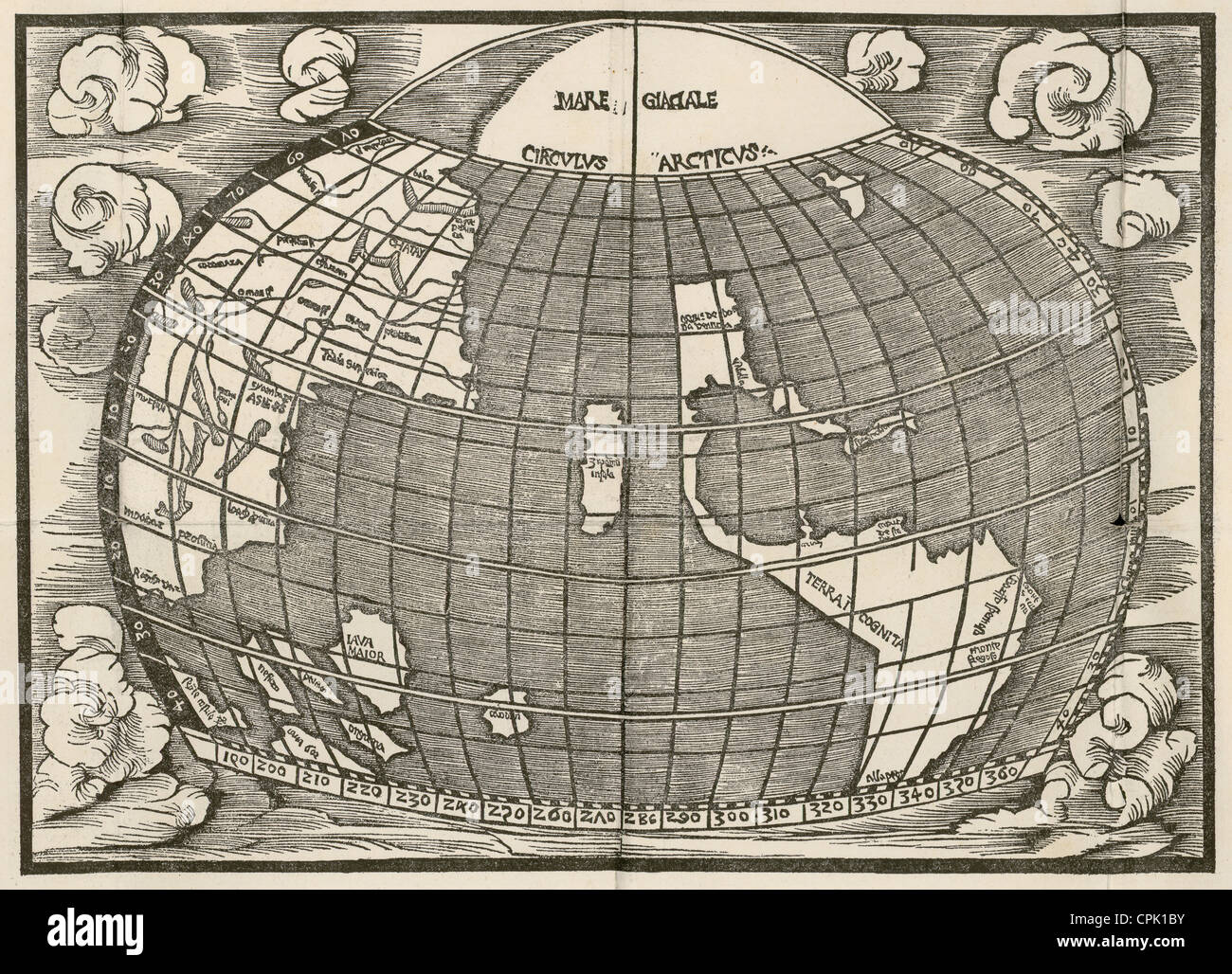 Frühen 1500er Jahren Weltkarte Stockfoto