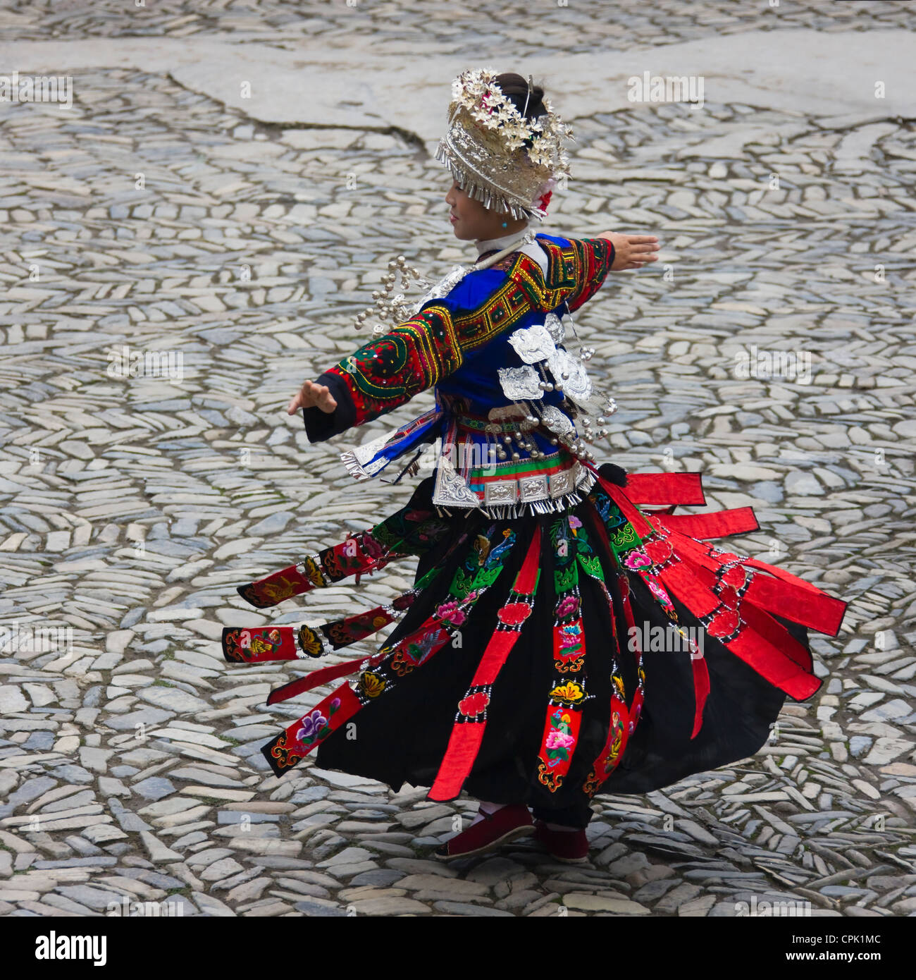 Langde Miao Leute traditionelle Musik und Tanz-Performance im Dorf, Kaili, Guizhou, China Stockfoto