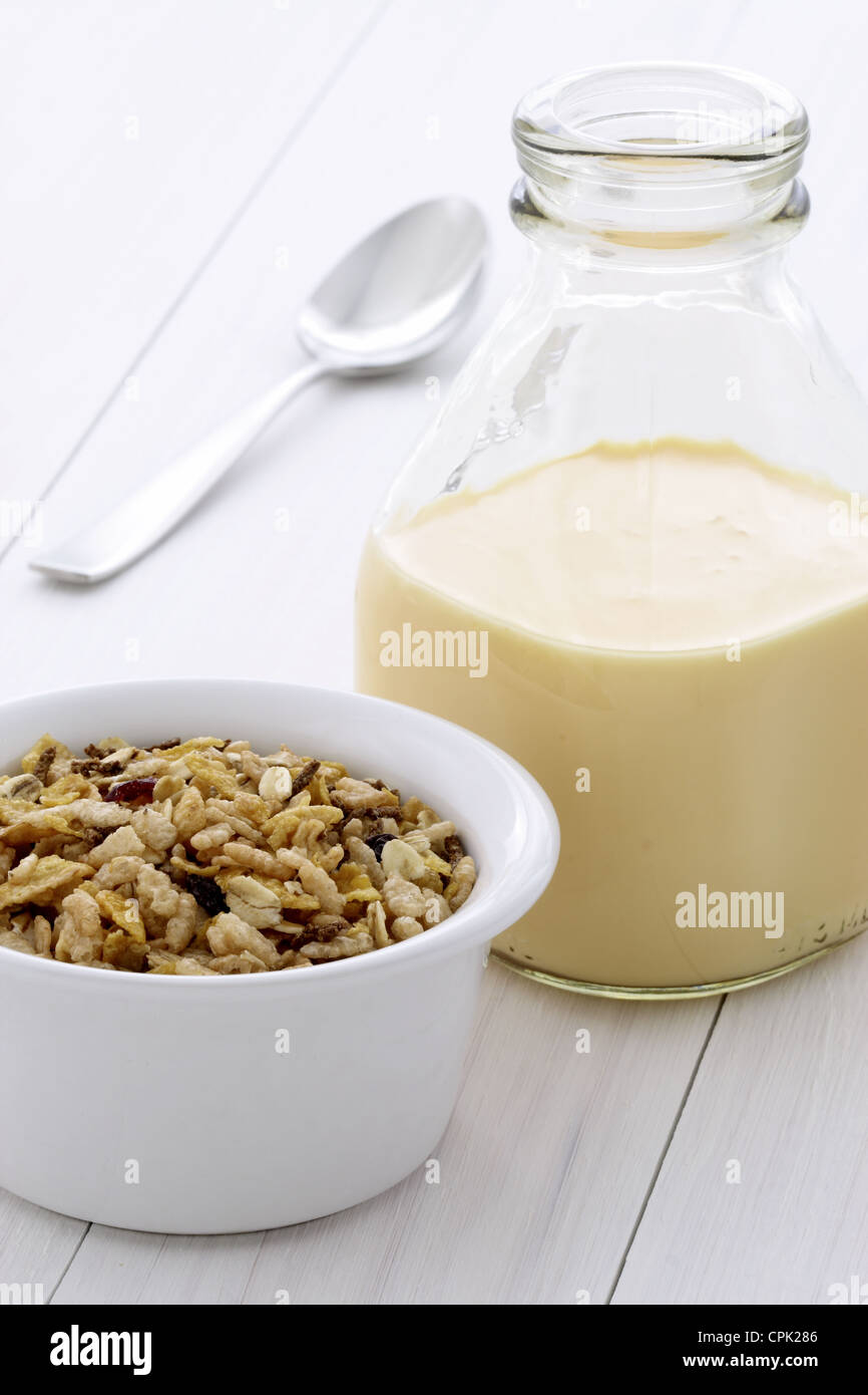 Leckeren und nahrhaften leicht geröstet Frühstücks-Müsli oder Müsli Cerealien. Stockfoto