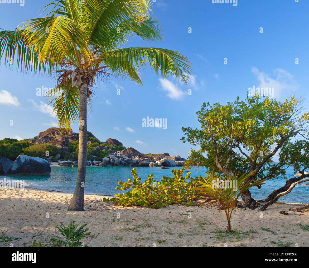 Virgin Gorda, Britische Jungferninseln, Karibik Morgen am Strand von Spring Bay, Spring Bay National Park Stockfoto