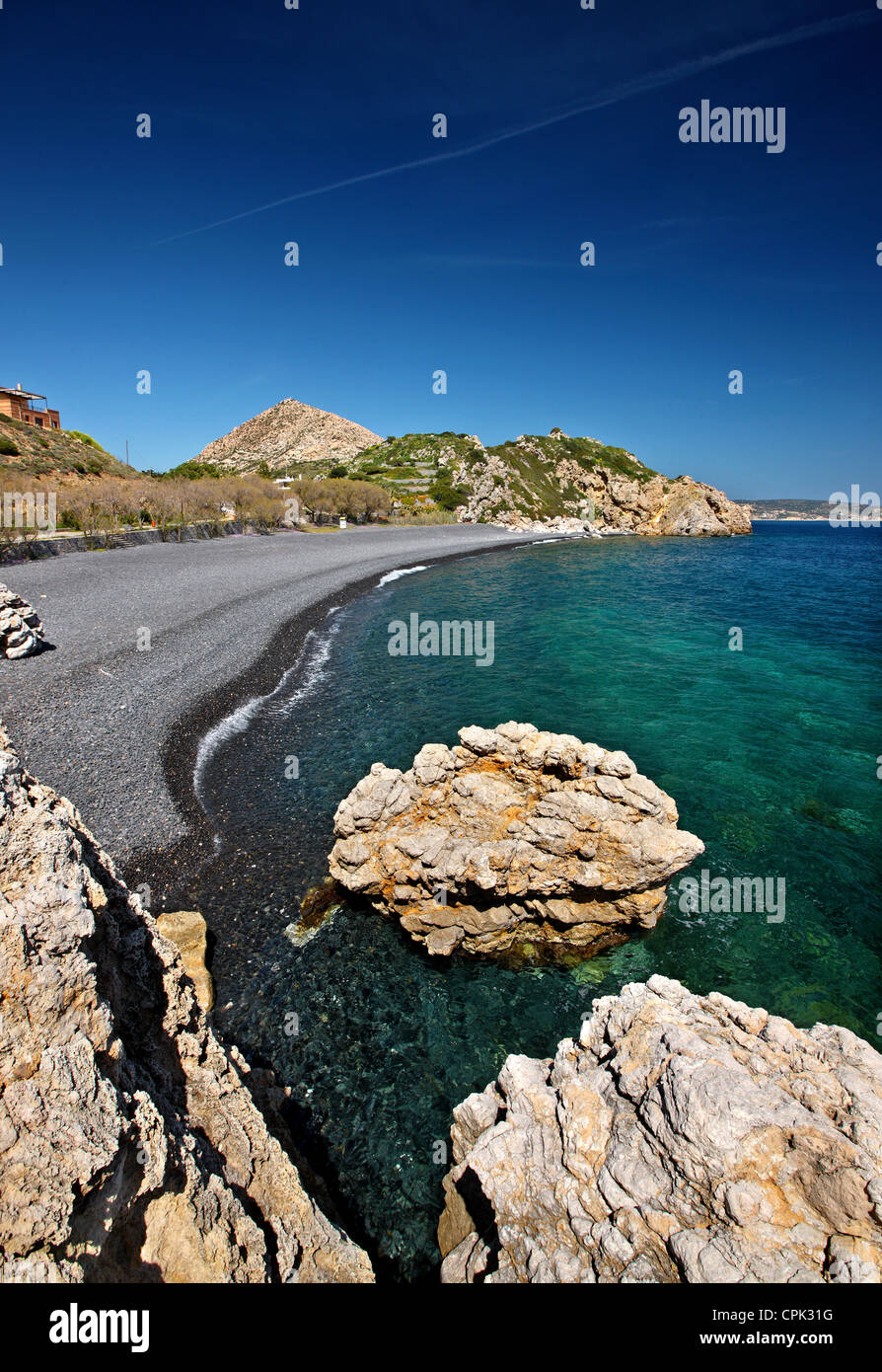 Mavra Voliá Beach, einem der beliebtesten Strände der Insel Chios, Emboreios Dorf. Nordöstliche Ägäis, Griechenland. Stockfoto