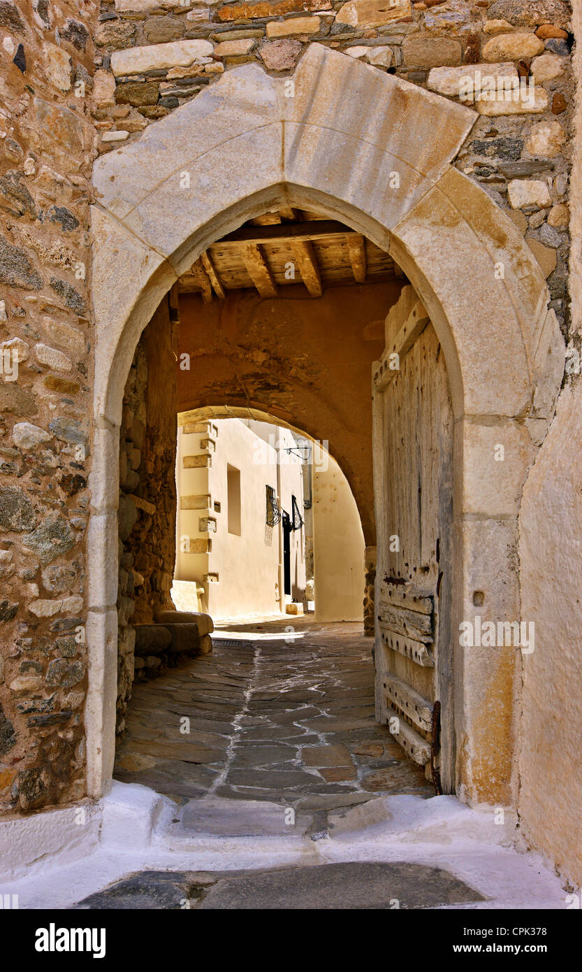 Eines der Tore von der Burg Sanoudos, Naxos Chora, Naxos, Kykladen, Griechenland Stockfoto