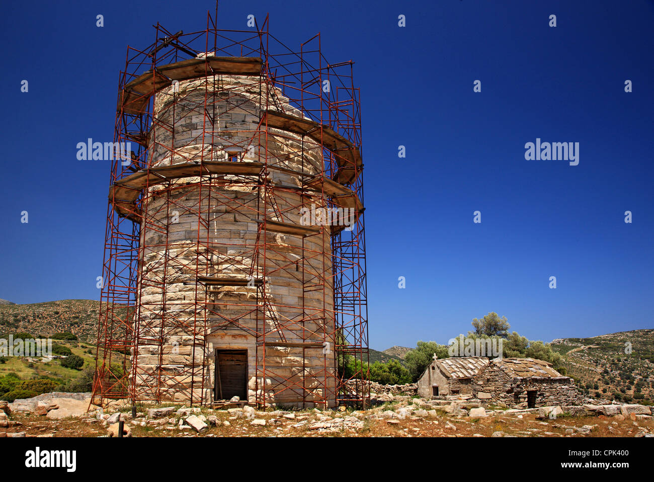 Der alte Turm von Cheimarros (4. Jahrhundert v. Chr.), Insel Naxos, Kykladen, Griechenland Stockfoto