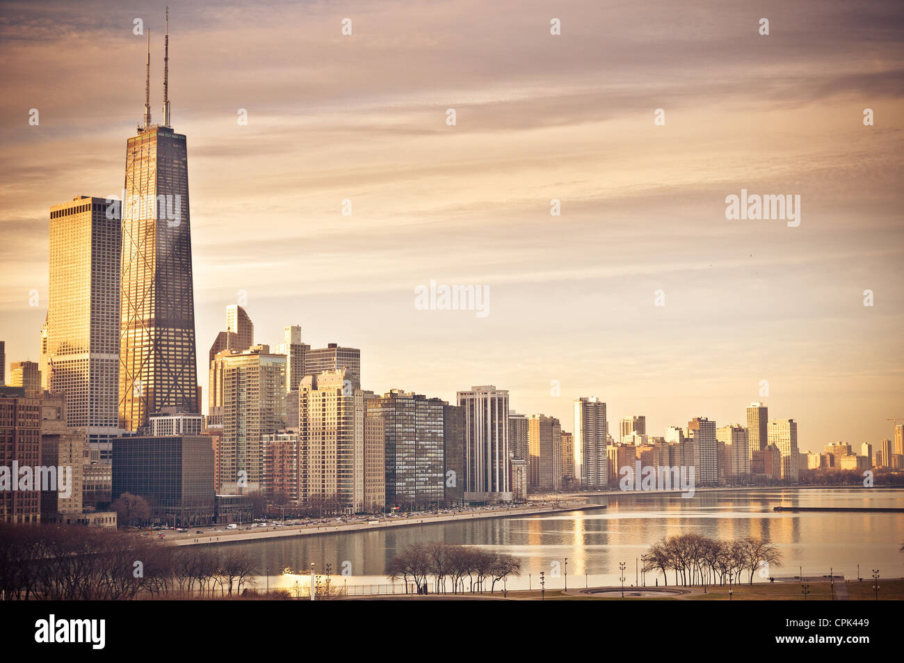 Skyline von Chicago vom Navy Pier Stockfoto