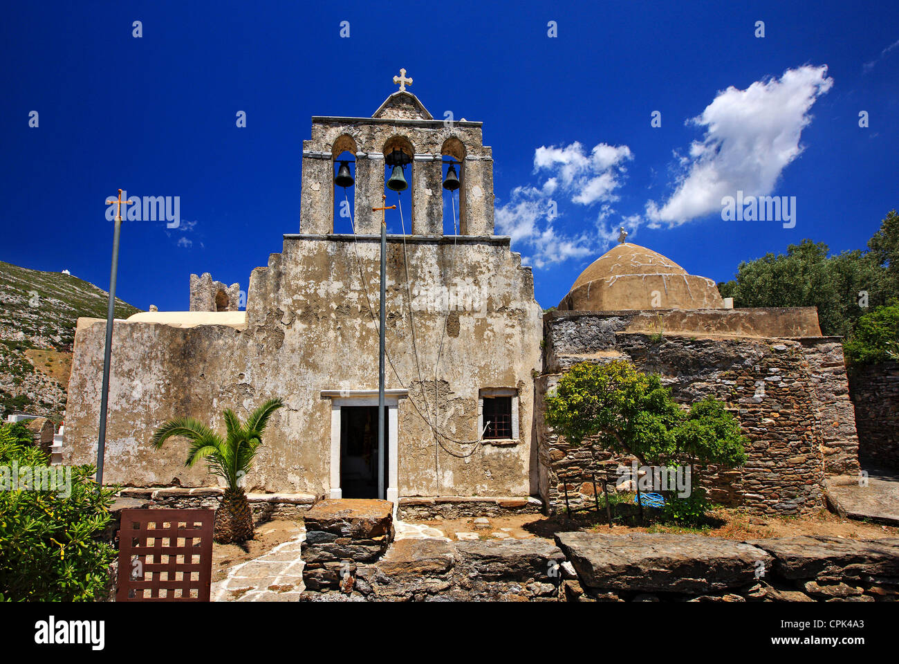 Die byzantinische Kirche der Panagia Drosiani Kloster in der Nähe von Moni Dorf, Insel Naxos, Kykladen, Griechenland Stockfoto