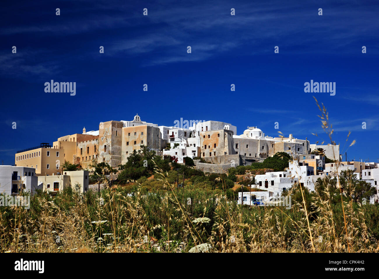 Die "Rückseite" der Kaste Sanoudos, Chora ("Hauptstadt") von Naxos Insel, Kykladen, Griechenland. Stockfoto