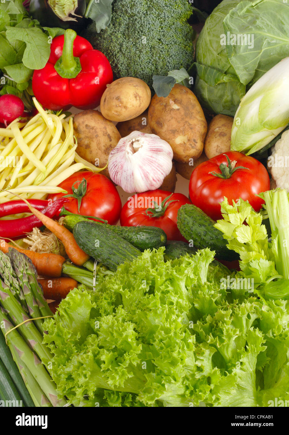 Frische Gemüse essen farbige Fotos Stockfoto
