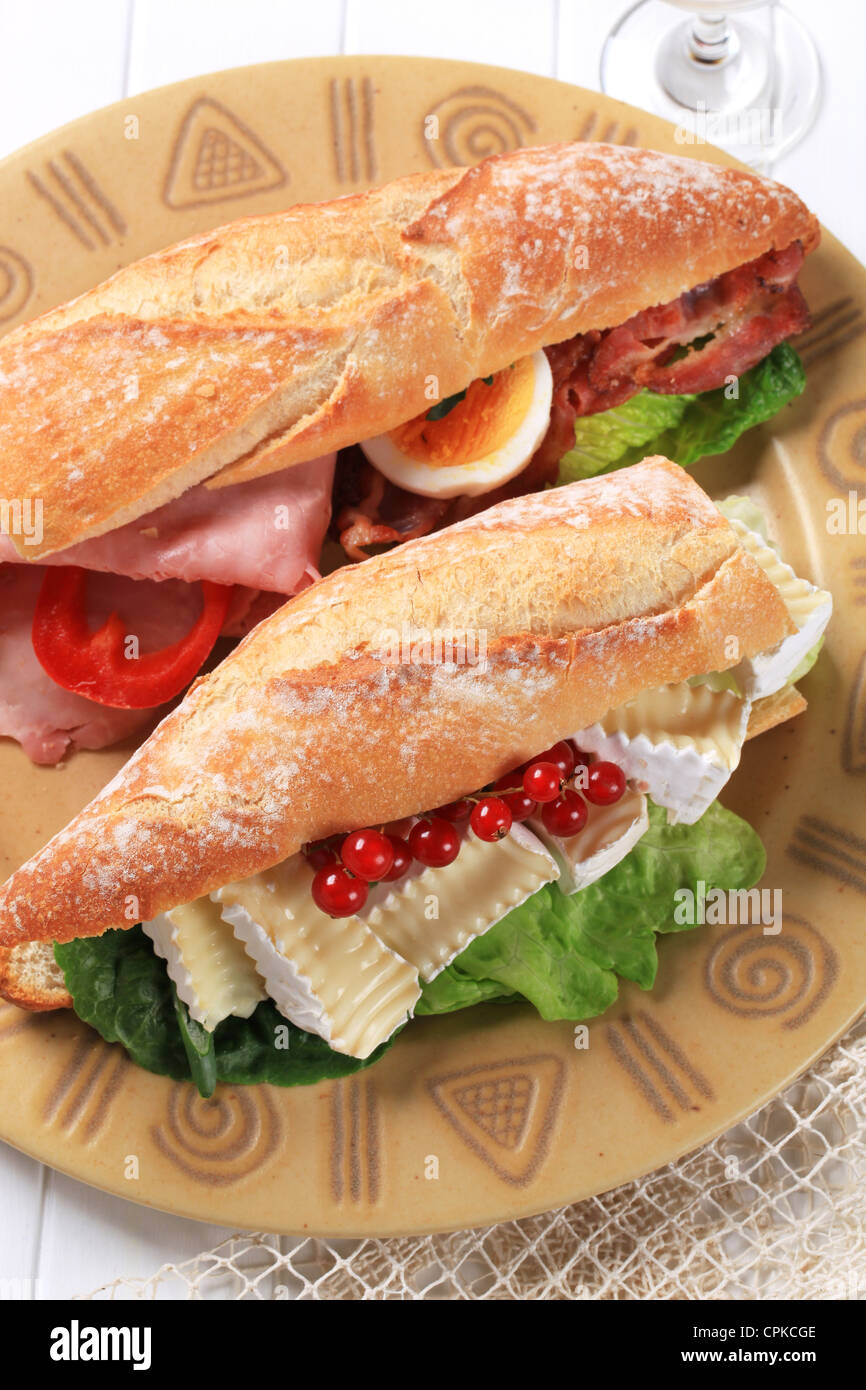 Käse und Schinken Sub-sandwiches Stockfoto