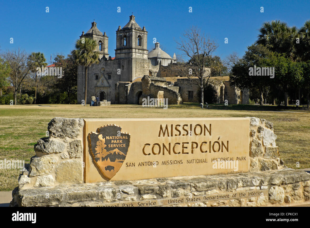 Mission Concepción, San Antonio, Texas Stockfoto