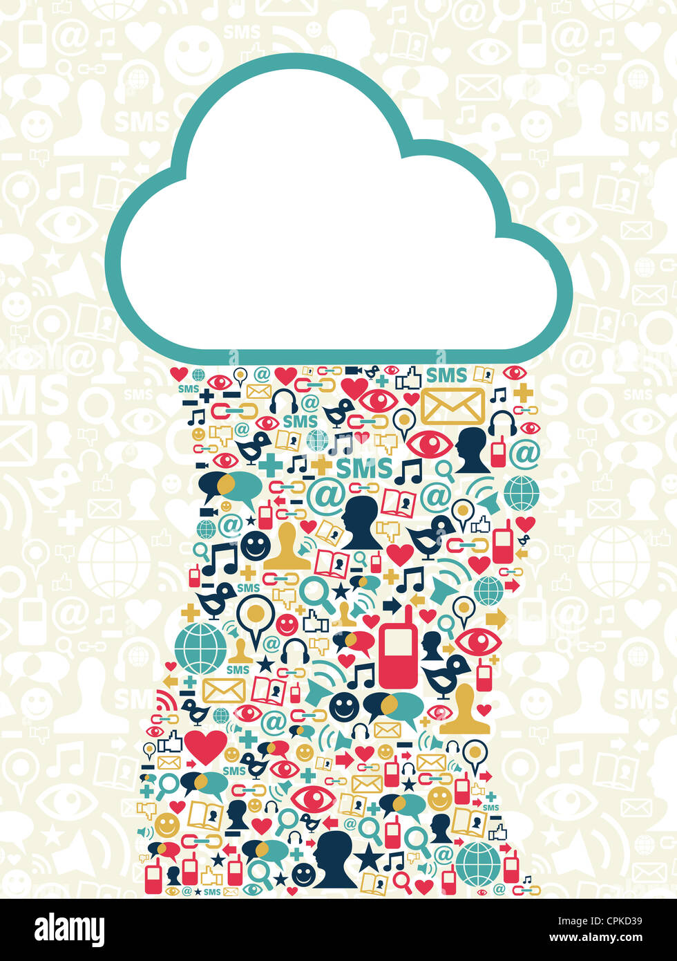 Cloud computing social-Media-Netzwerk-Hintergrund mit Icons Set. Vektor-Datei geschichtet für einfache Handhabung und individuelle Farbgebung. Stockfoto