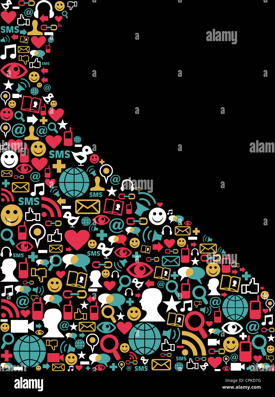 Social Media-Symbole in Wave-Form-Layout gesetzt. Vektor-Datei geschichtet für einfache Handhabung und individuelle Farbgebung. Stockfoto