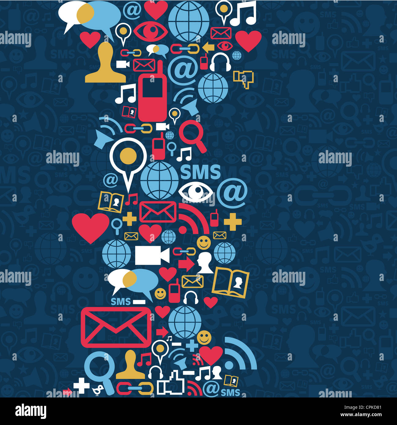 Social Media-Symbole in Wave-Form-Layout gesetzt. Vektor-Datei geschichtet für einfache Handhabung und individuelle Farbgebung. Stockfoto