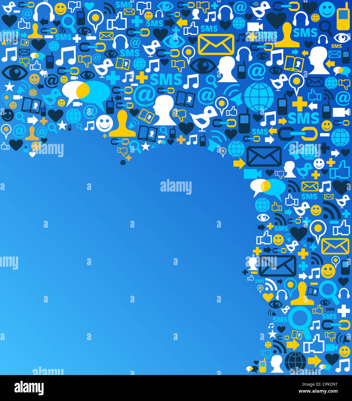 Blaue social Media-Symbole im Cloud-Form-Layout festlegen. Vektor-Datei geschichtet für einfache Handhabung und individuelle Farbgebung. Stockfoto