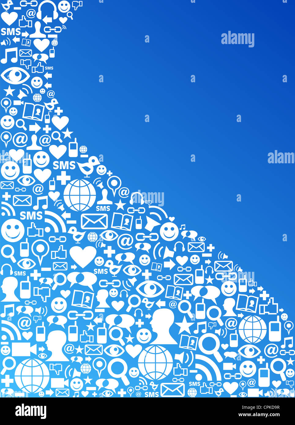 Blaue social Media-Symbole in Wave-Form-Layout gesetzt. Vektor-Datei geschichtet für einfache Handhabung und individuelle Farbgebung. Stockfoto