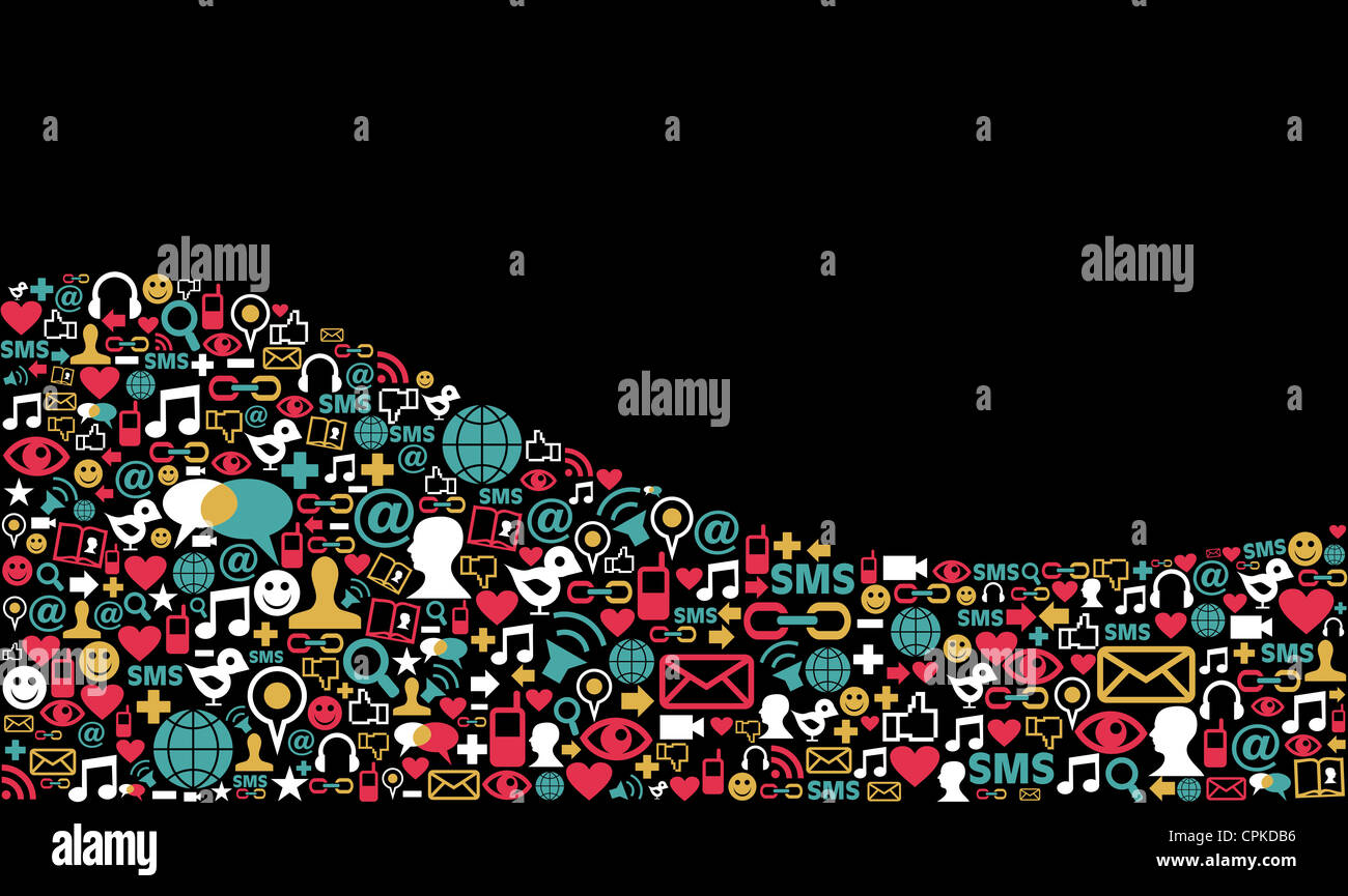 Landschaft-social Media-Symbole in Welle Form Layouthintergrund gesetzt. Vektor-Datei geschichtet für einfache Handhabung und individuelle Farbgebung. Stockfoto