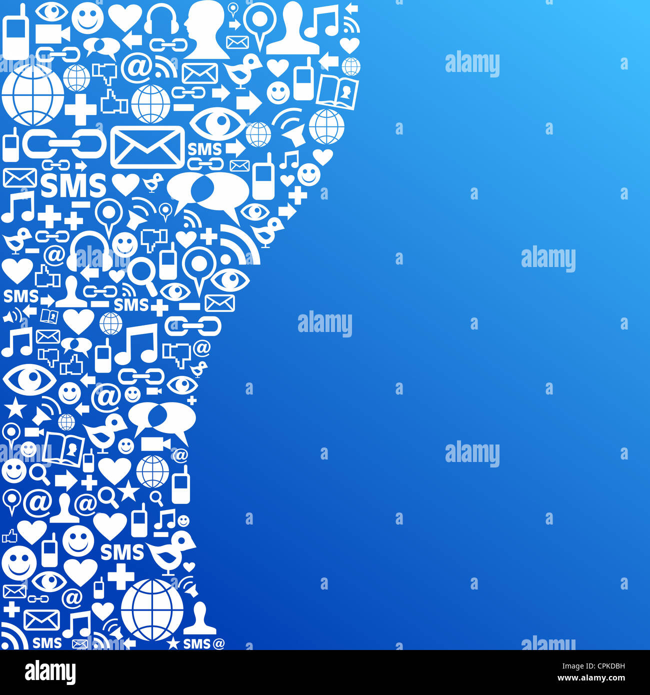 Blaue social Media-Symbole in Welle Form Layouthintergrund gesetzt. Vektor-Datei geschichtet für einfache Handhabung und individuelle Farbgebung. Stockfoto