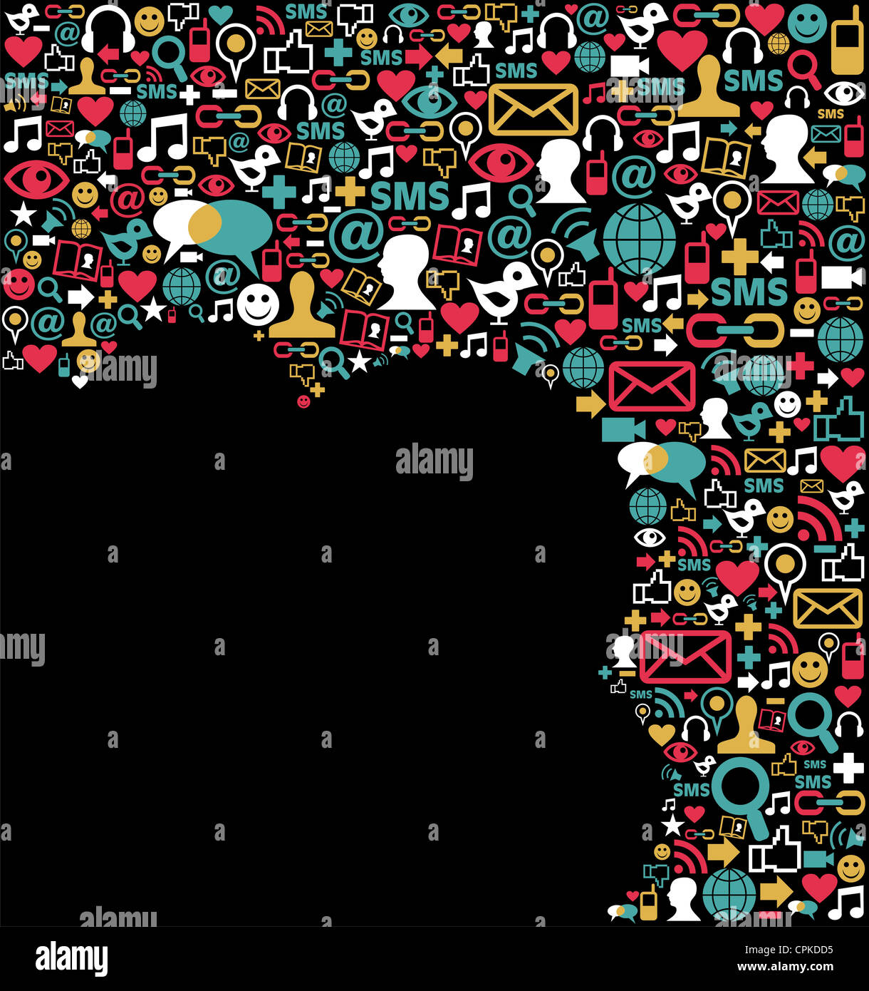 Social Media-Symbole im Cloud-Form-Layout festlegen. Vektor-Datei geschichtet für einfache Handhabung und individuelle Farbgebung. Stockfoto