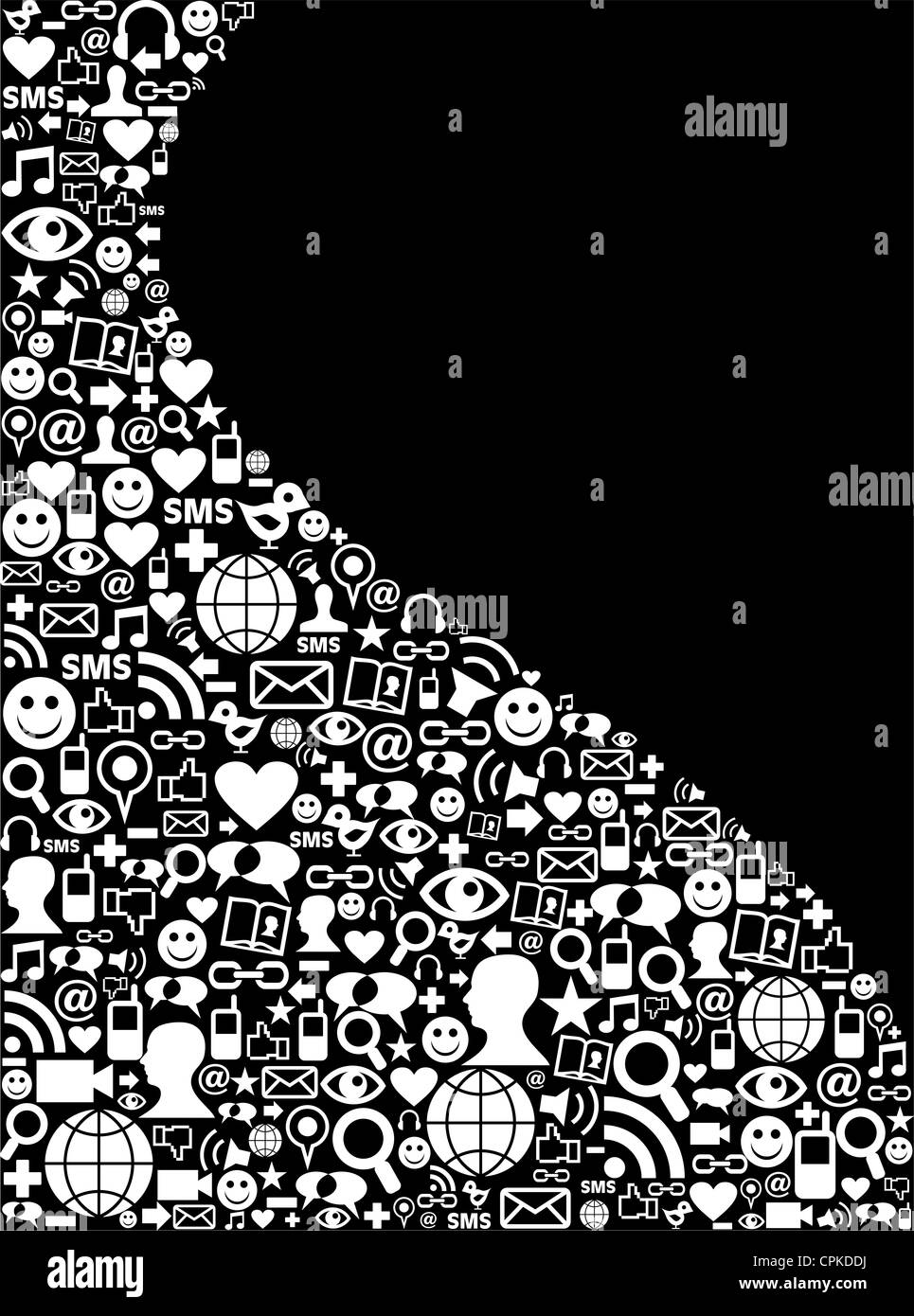 Social Media-Symbole in Wave-Form-Layout gesetzt. Vektor-Datei geschichtet für einfache Handhabung und individuelle Farbgebung. Stockfoto