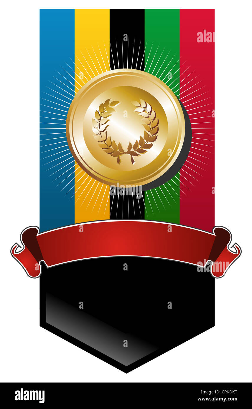 Olympischen Spiele Spiele Goldmedaille Banner Abbildung. Vektor-Datei geschichtet für einfache Handhabung und individuelle Farbgebung. Stockfoto