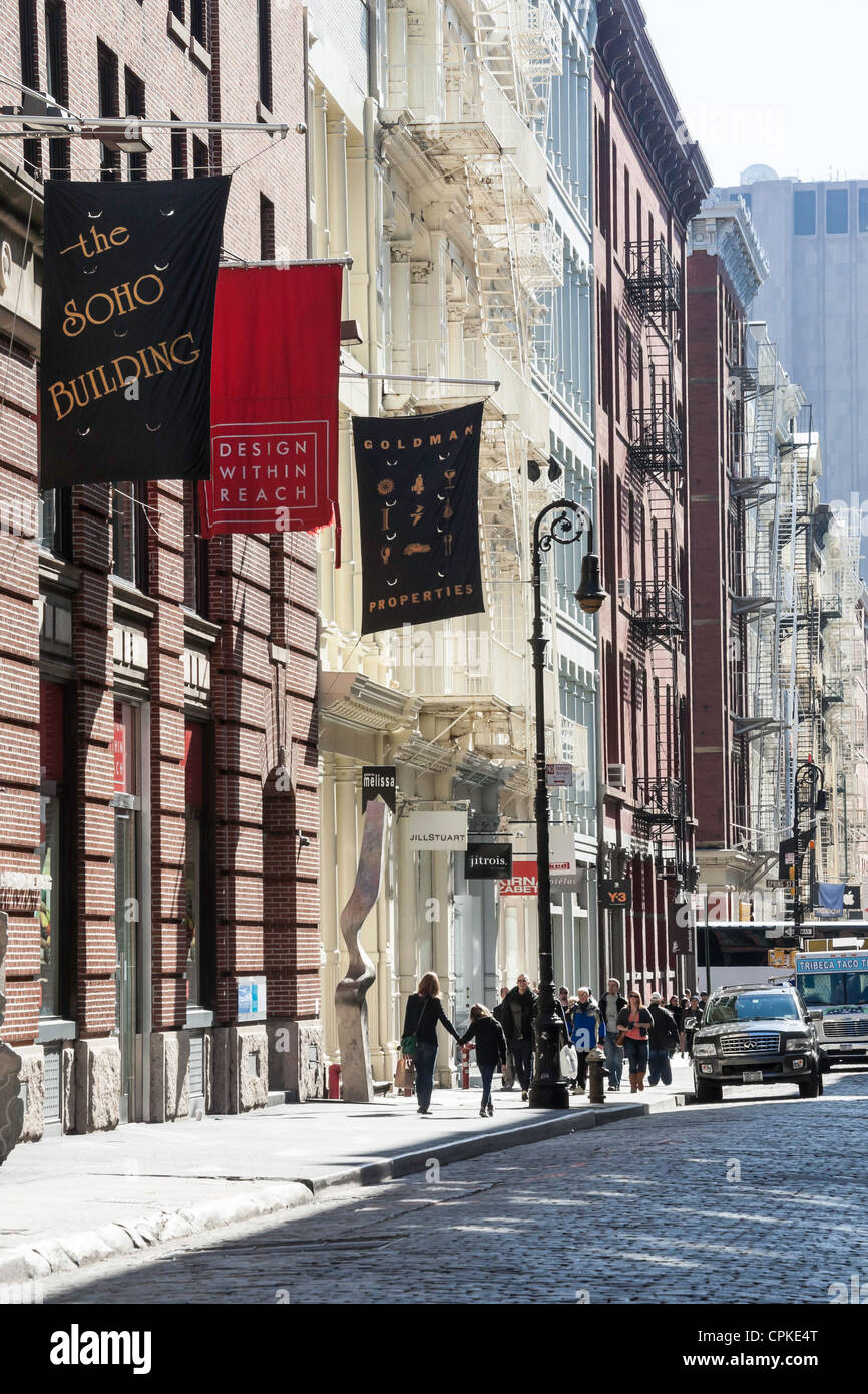 Gebäude-Fassaden, SoHo-Cast-Iron Historic District, NYC Stockfoto