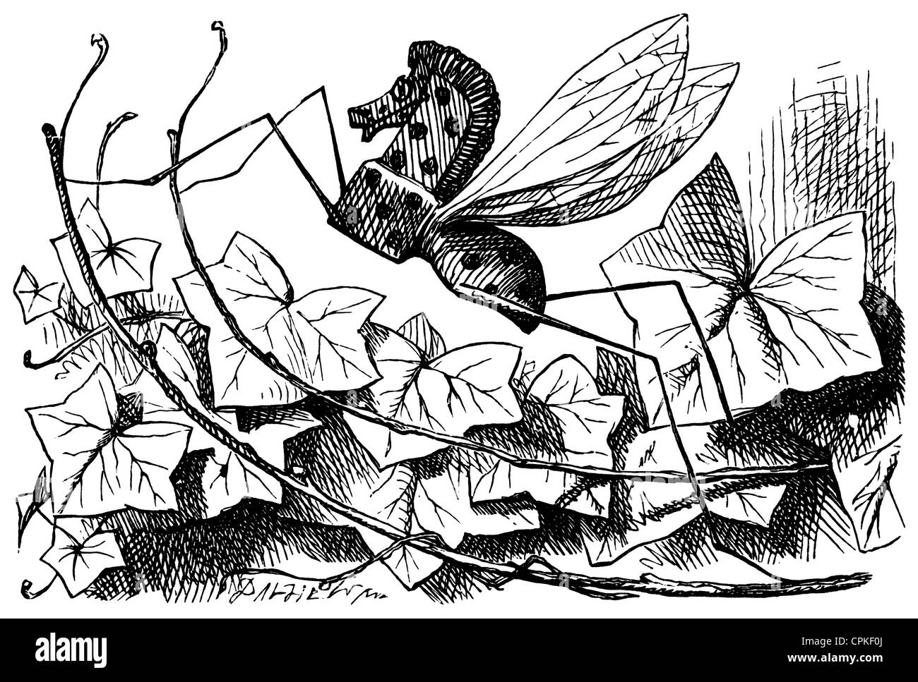 Illustration von John Tenniel, Bread-and-Butter-Fly aus "Durch the Looking-Glass und was Alice fand es" von Lewis Caroll Stockfoto
