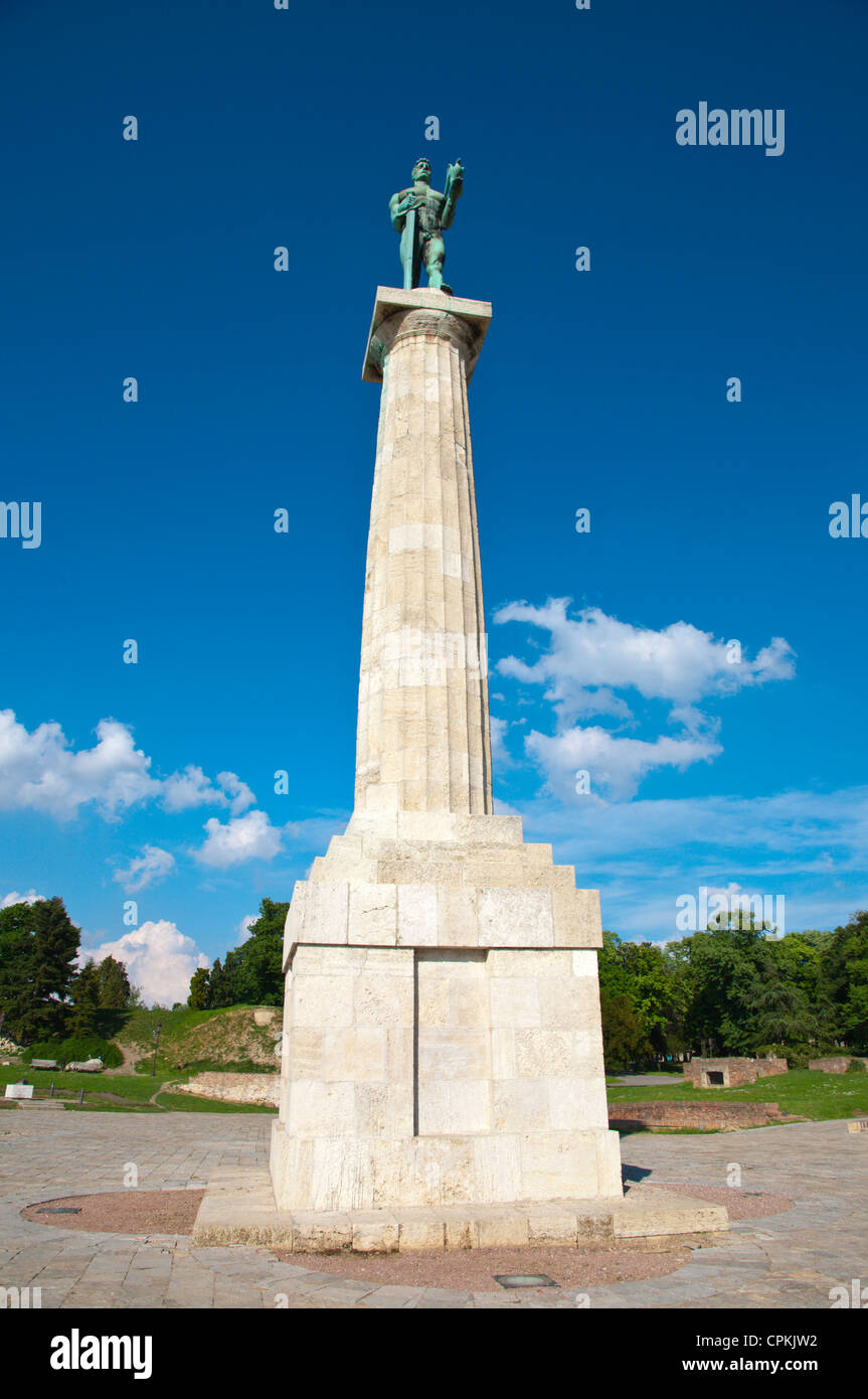 Pobednik Sieg Statue (1928) von Ivan Mestrovic Beogradska Tvrdava der Festung von Belgrad im Kalemegdan in Belgrad Serbien Stockfoto