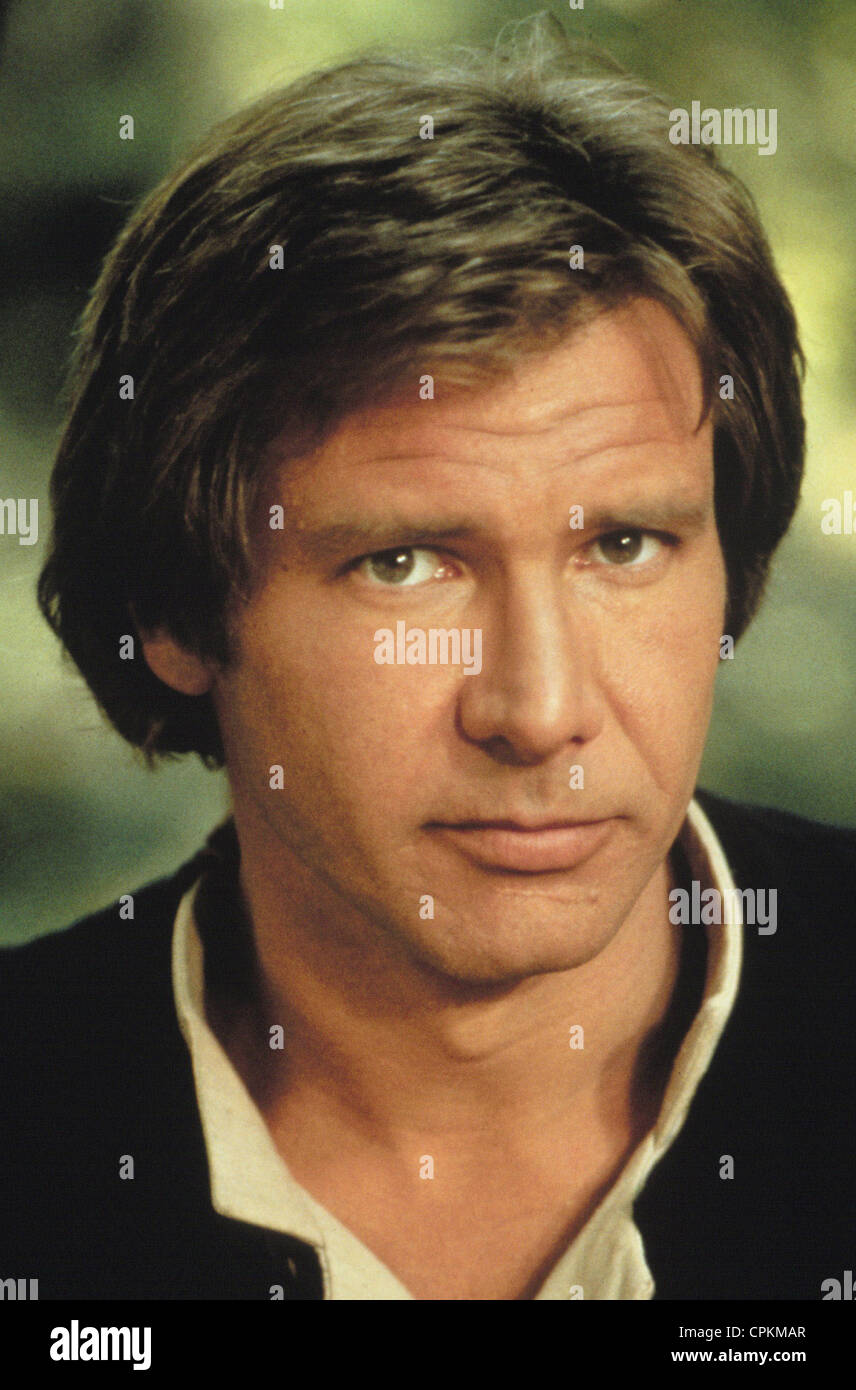 Ein Porträt von Han Solo in den 1977-Film StarWars. Er wird von dem Schauspieler Harrison Ford gespielt. Stockfoto