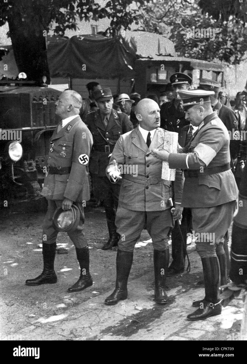 Julius Streicher mit Adolf Wagner und Oberstleutnant Koerbitz Stockfoto