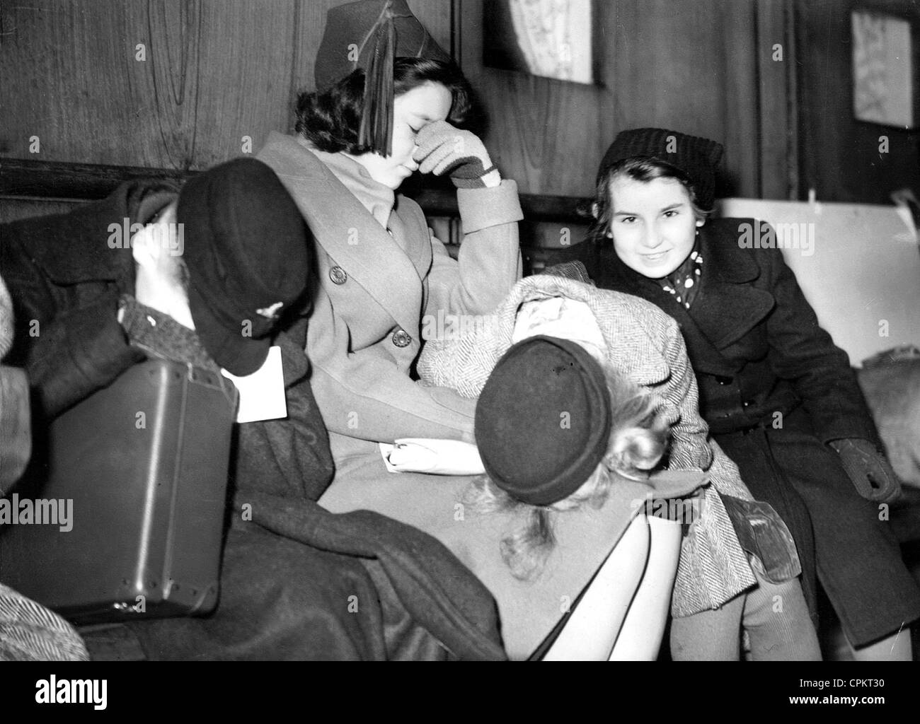Deutsche Juden bei ihrer Ankunft in England, 1938 Stockfoto