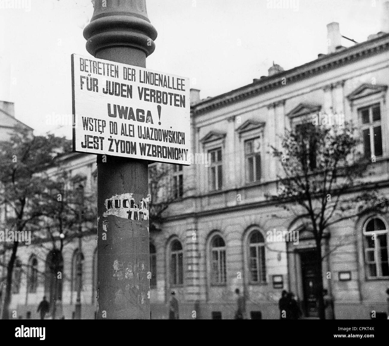 Melden Sie verbotene Juden in Lindenallee, Warschau, Oktober 1940 (s/w Foto) Stockfoto