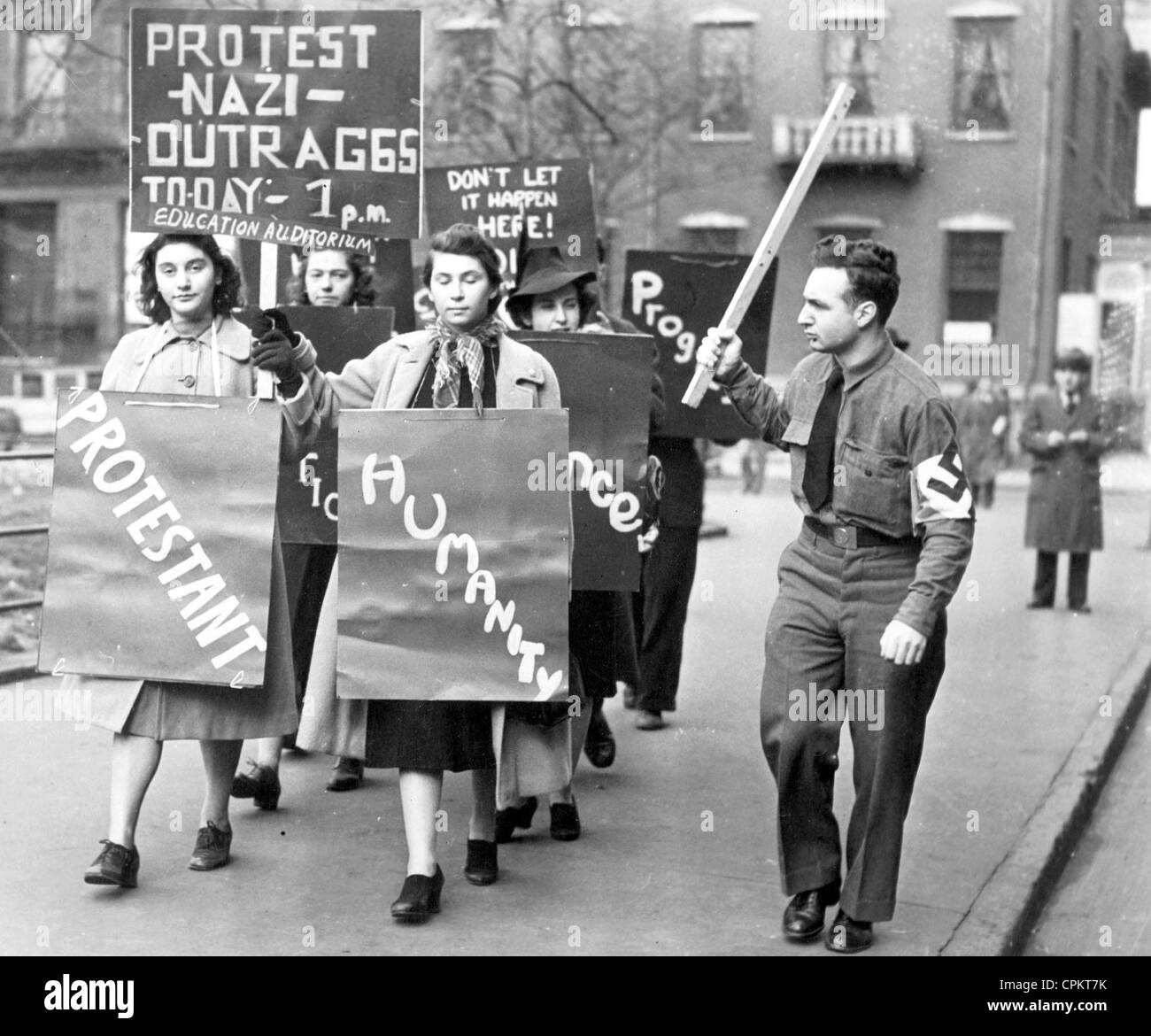 Demonstration der New York University gegen antisemitische Politik in Deutschland, 1938 Stockfoto
