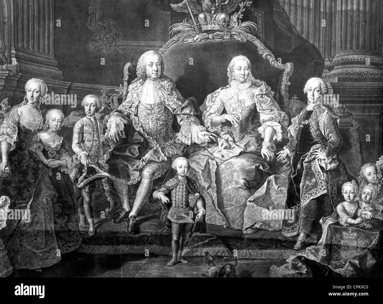 Kaiserin Maria Theresa mit ihrem Mann und ihren Kindern, Stockfoto