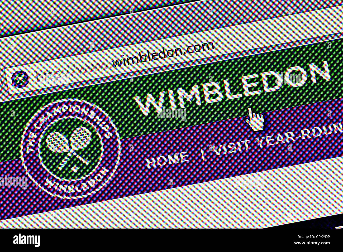 Wimbledon Tennis Club Logo und Website hautnah Stockfoto
